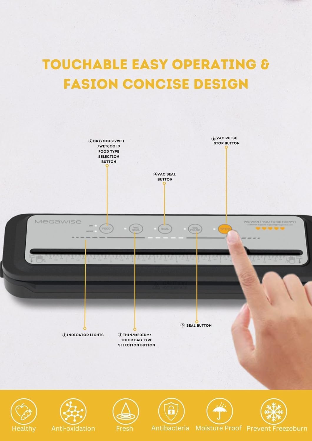 202309 Updated Model B W/ 4 Food Type/3 Bag Type Selection Food Vacuum Sealer Builtin Cutter for Fresh Saver of All Food Types Moist, Dry Cold