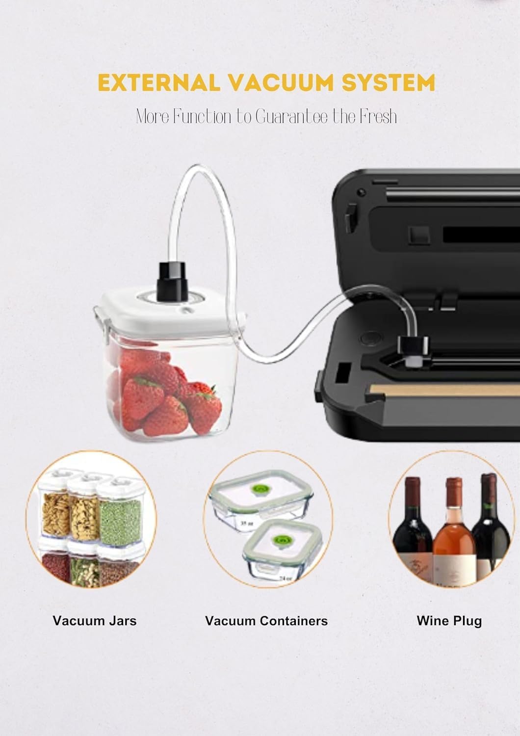 202309 Updated Model B W/ 4 Food Type/3 Bag Type Selection Food Vacuum Sealer Builtin Cutter for Fresh Saver of All Food Types Moist, Dry Cold