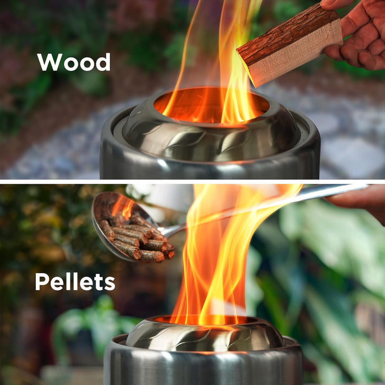 Stove Tabletop Fire Pit with Stand 7.9 X 6.1 In, Smokeless Firepit Camping Outdoor Table Top Firepit for Urban & Suburbs with Portable Travel Bag, Fueled by Pellets or Wood, Stainless Steel